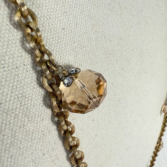 Stella and Dot Crystal Stion Necklace Long Length Gold Tone Rhinestones - Picture 5 of 7